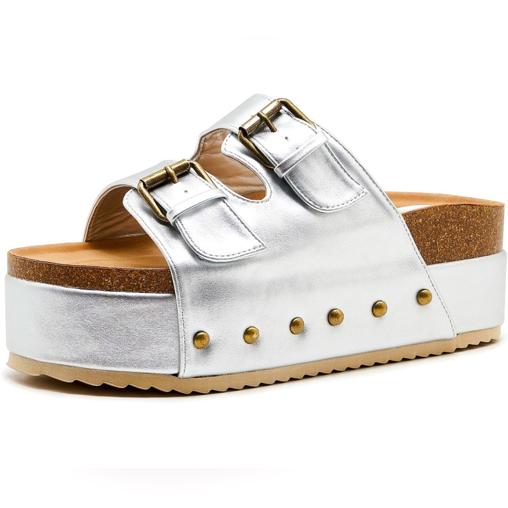 NWB! Silver Metallic Platform Sandals - Sizes: 7 & 7.5